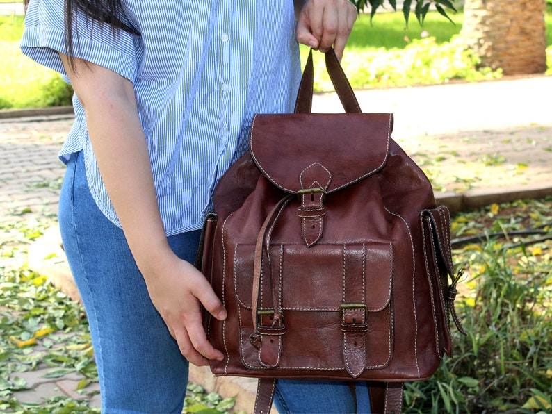Womens Leather Backpack Brown Leather Backpack Leather - Etsy