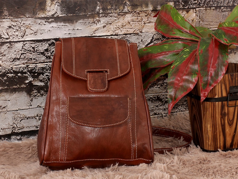 Moroccan Leather bag Leather Backpack Women Womens leather backpack School Backpack Men brown| Leather backpack Gift for her