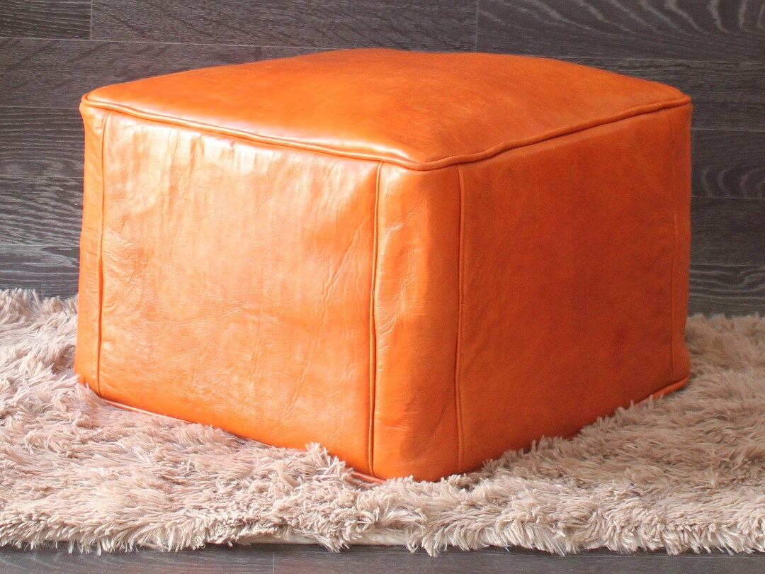 Square Leather Pouf Moroccan Pouf Footstool Ottoman Pouf Etsy