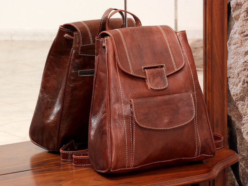 Moroccan Leather bag Leather Backpack Women Womens leather backpack School Backpack Men brown| Leather backpack Gift for her