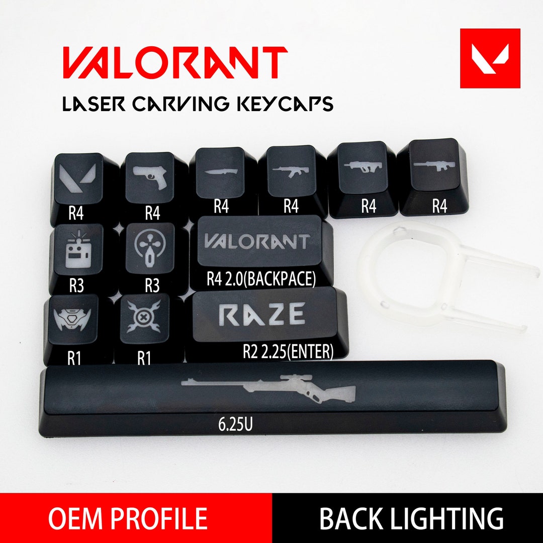 Custom Raze Key Caps Valorant Raze Backlit Laser Engraved Keycaps OEM Profile Gaming Anime ...