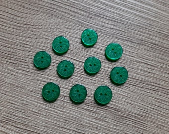 10 petits boutons vert fleurs 12 mm