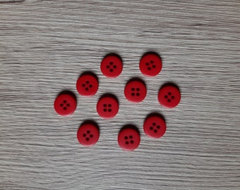 10 petits boutons rouge 12 mm