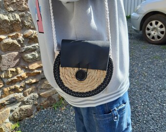 petit sac rond cuir feuilles de mais