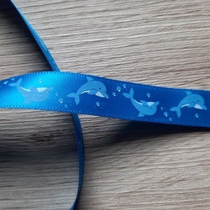 ruban satin dauphin bleu 16 mm