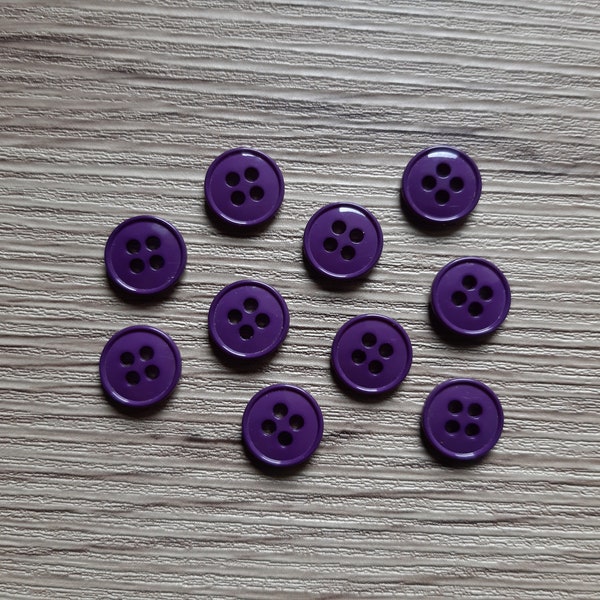 10 petits boutons violet 11 mm