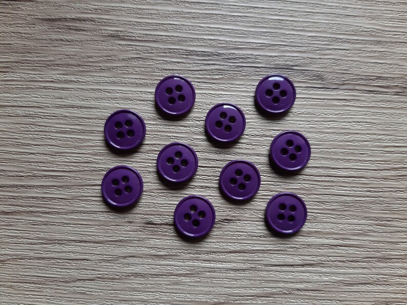 10 small purple buttons 11 mm image 1