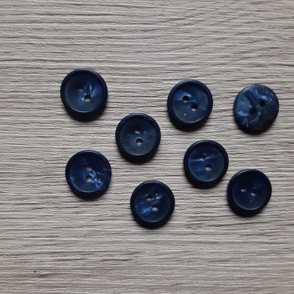 8 petits boutons bleu marine 14 mm