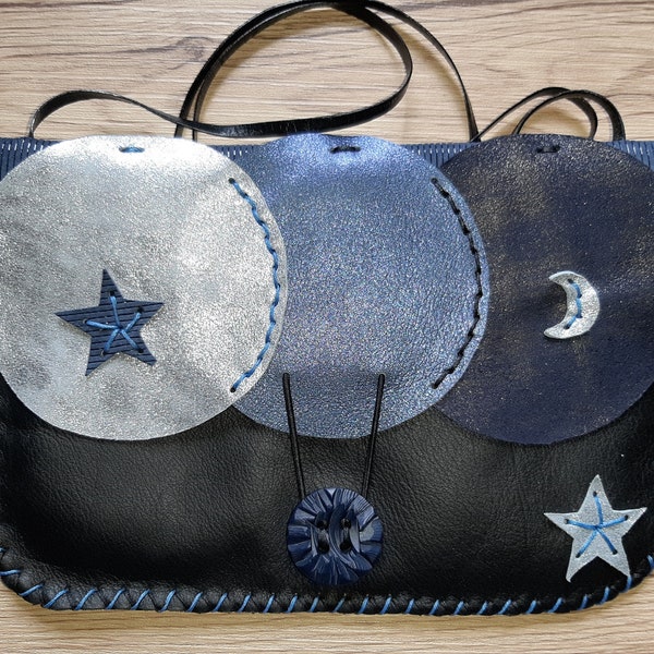 sac bleu en cuir galaxie