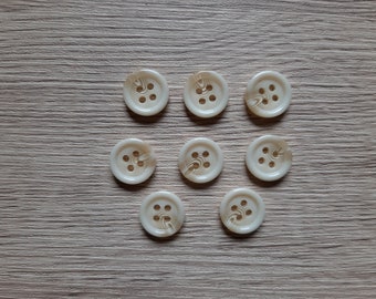 8 boutons écrus vintage 15 mm