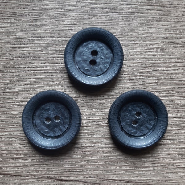 3 gros boutons gris 40 mm vintage