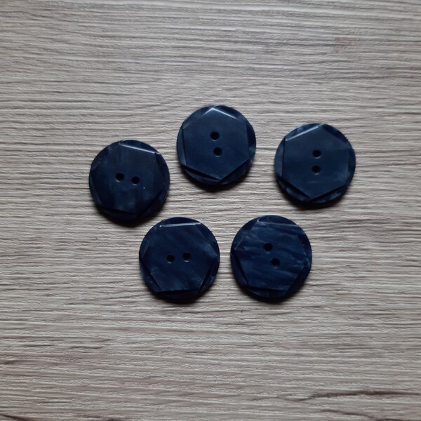 5 gros boutons bleus 26 mm
