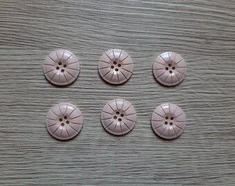 6 salmon pink buttons 22 mm