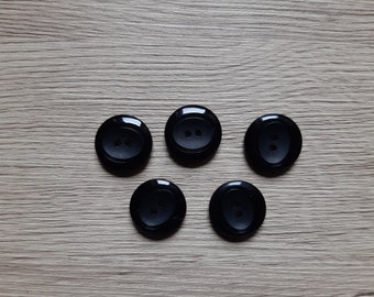 5 boutons  noirs 22 mm