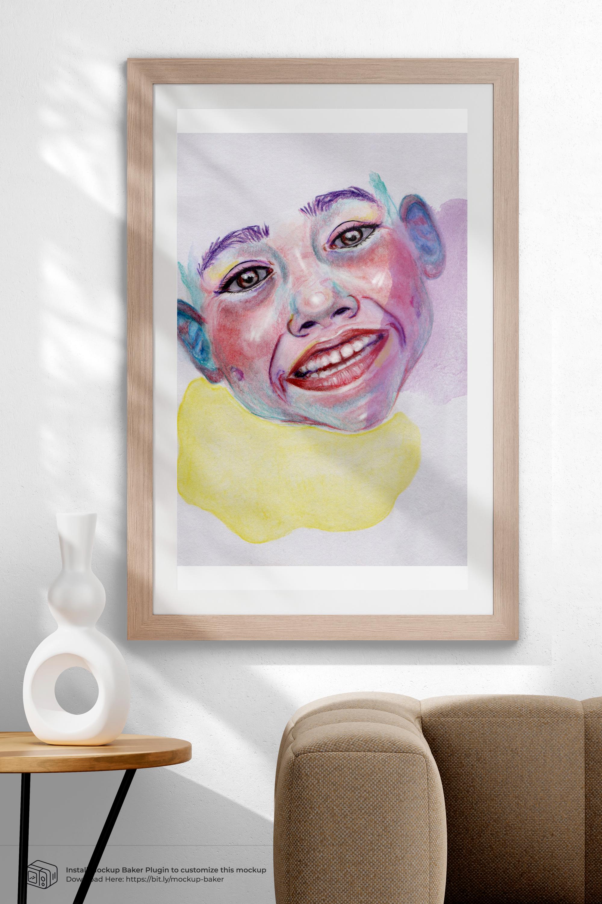 Smiling Girl Portrait Printable, Colorful Abstract Child Art, Kids Room ...