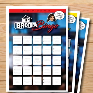 Big Brother TV show bingo boards, printable bingo game, instant download, Big Brother tv show gift, Big Brother viewing party, Julie Chen