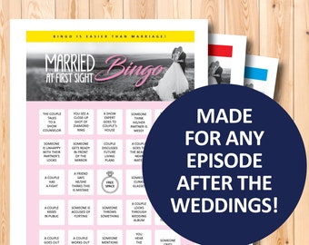 Married at First Sight bingo boards, printable game, tv show, MAFS gift, viewing party