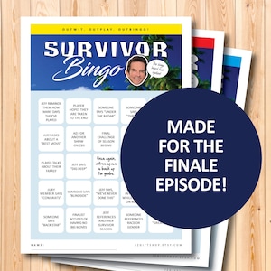 Survivor finale bingo boards, printable game, instant download, tv show gift, viewing party