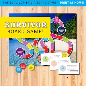The Survivor tv show game, Survivor trivia, board game gift, Survivor tv show gift, Survivor viewing party, printable game, instant download
