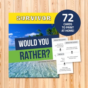 Survivor Would Your Rather? printable game, instant download, Survivor tv show gift, Survivor viewing party, Survivor CBS