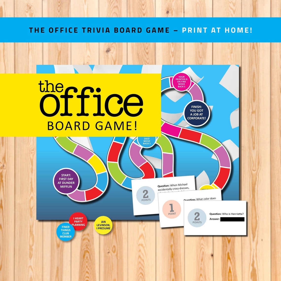The Office Board Game, TV Show, the Office Trivia, Tv Show Gift, Party Printables, Printable ...
