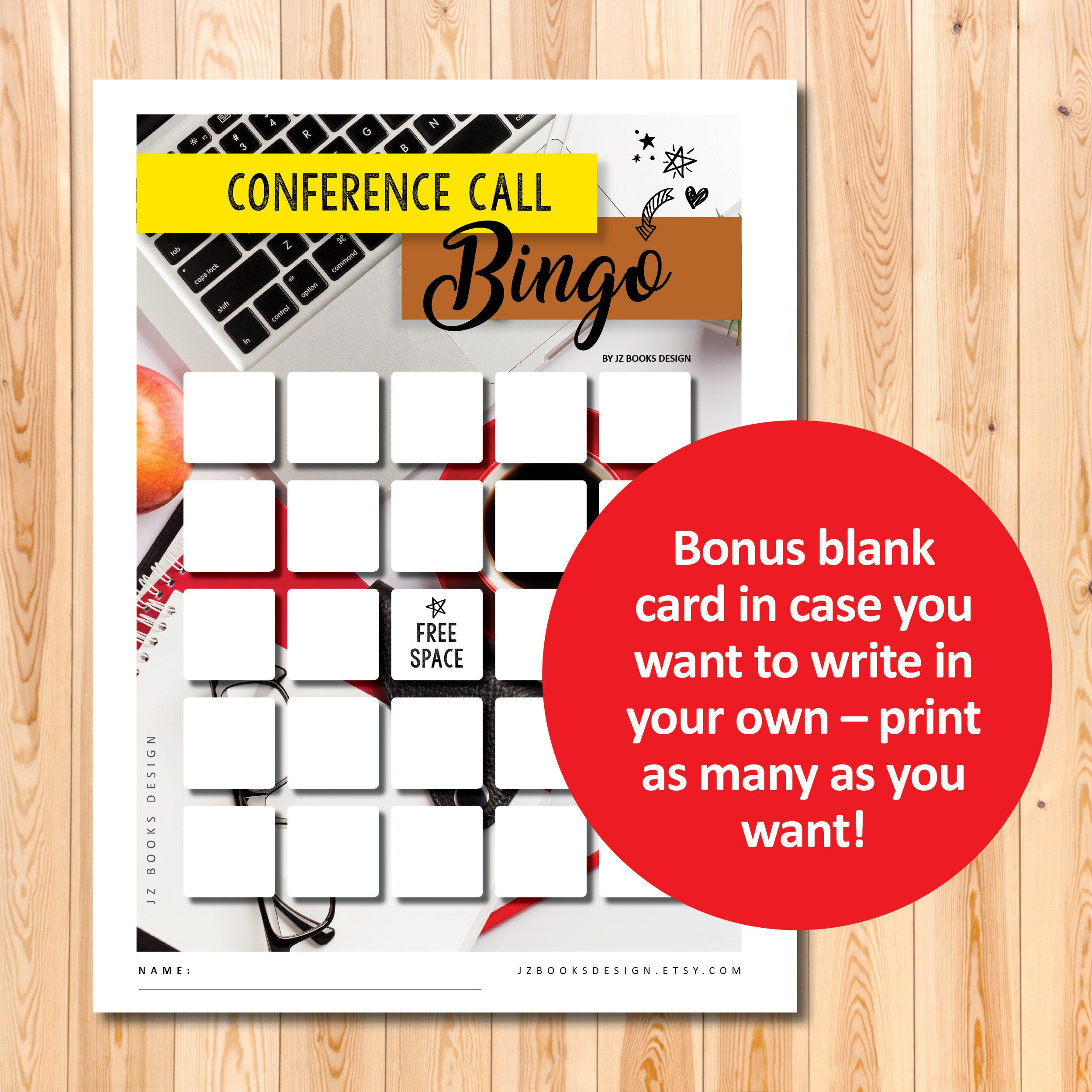 Conference Call Bingo Boards, Printable Bingo Game, Work From Home