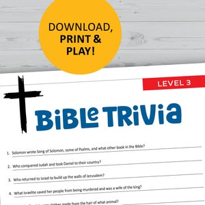 Bible Trivia Game, Printable, Hard Questions, Christian Faith Instant ...