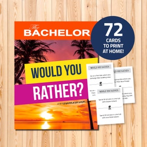 The Bachelor Would Your Rather? printable game, instant download, tv show gift, viewing party, The Bachelorette, Bachelor Nation ABC