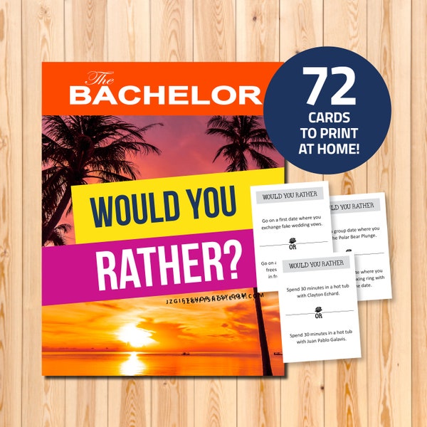 The Bachelor Would Your Rather? printable game, instant download, tv show gift, viewing party, The Bachelorette, Bachelor Nation ABC