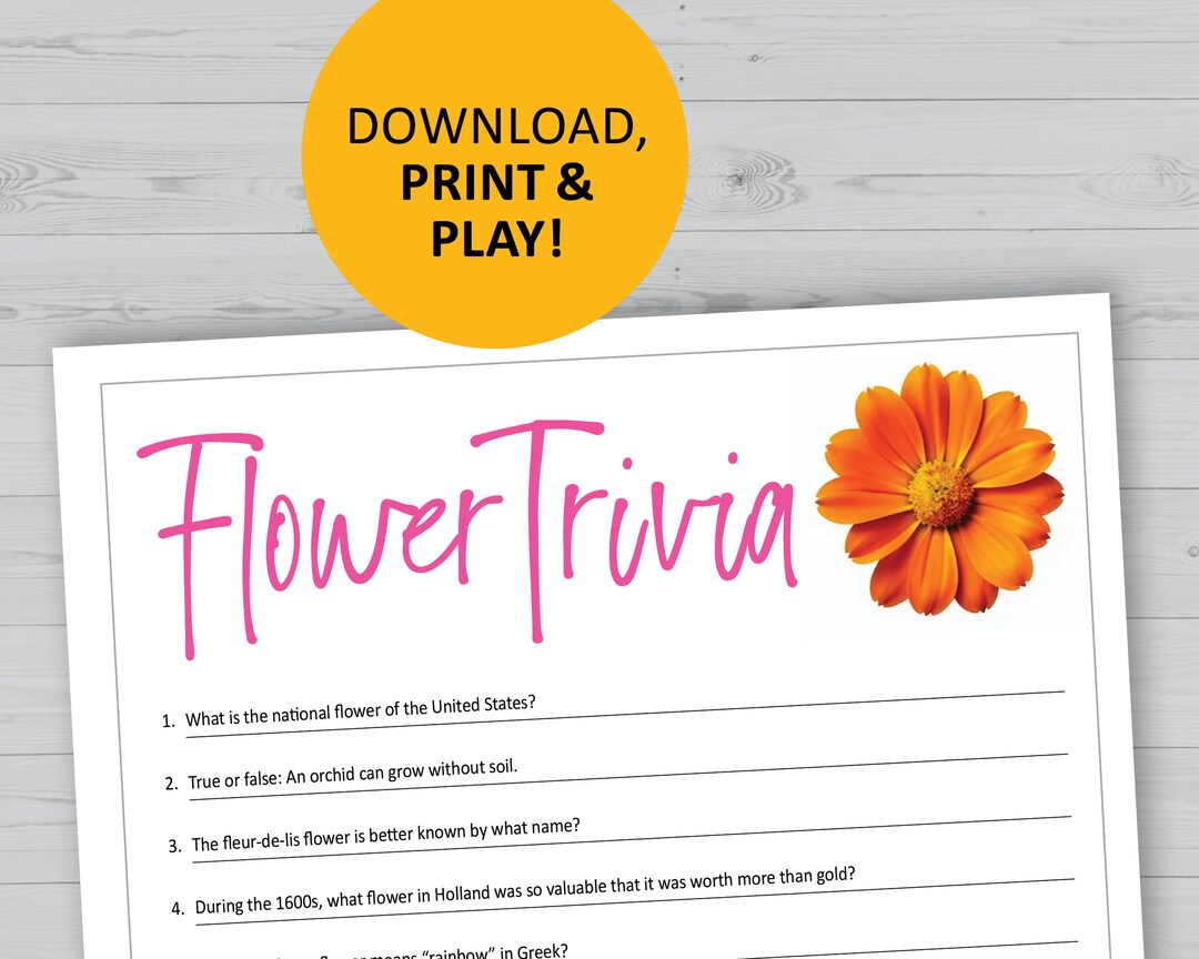Flower Trivia Game, Nature Printable, Instant Download, Party Games