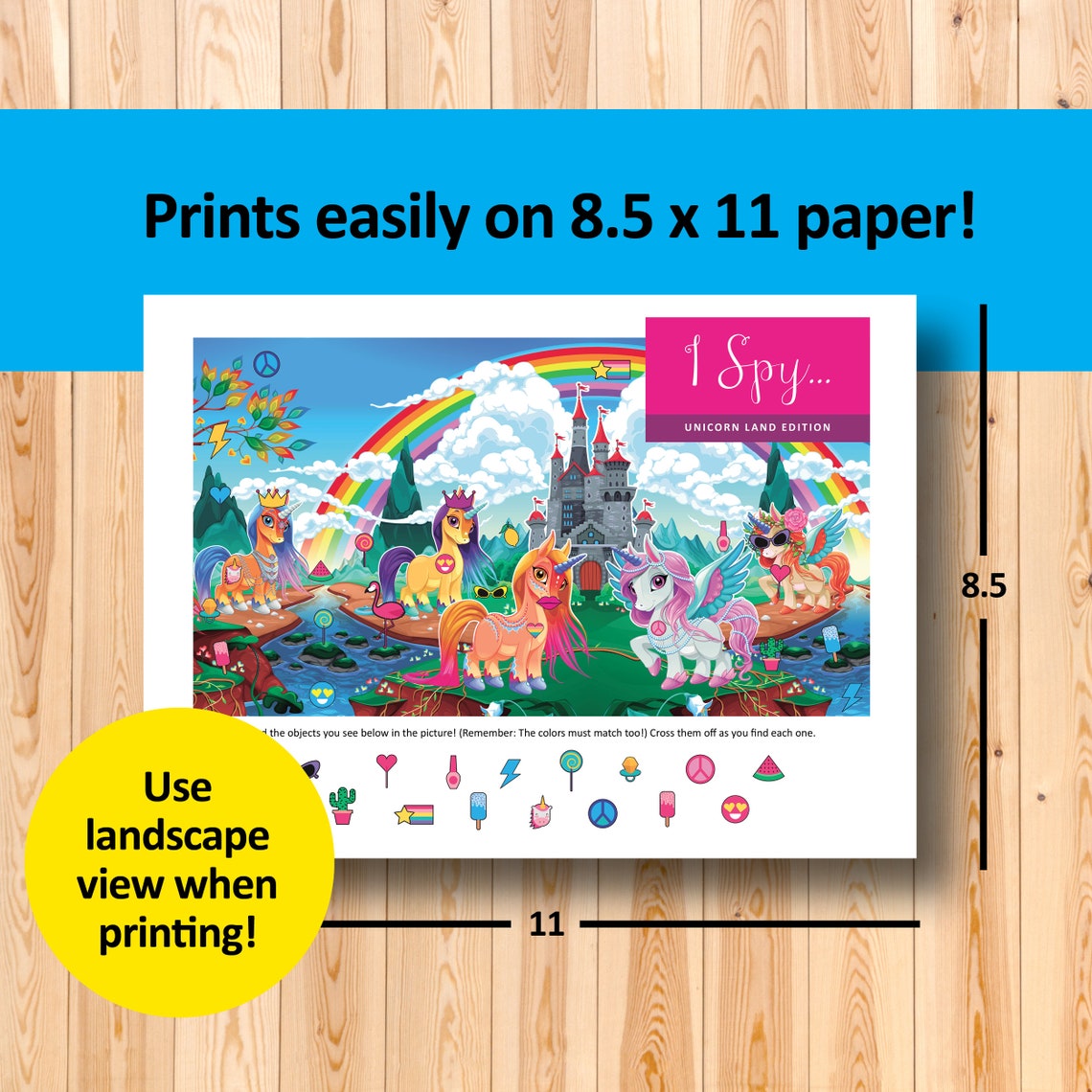 Unicorn I Spy Game for Kids Hidden Objects Game Printable | Etsy