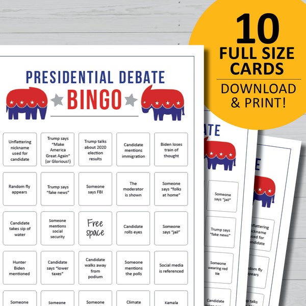 Presidential Debate Bingo 2024 Etsy