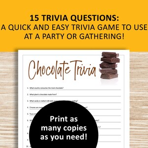 Chocolate Trivia Game, Candy Printable, Instant Download, Sweets Party ...