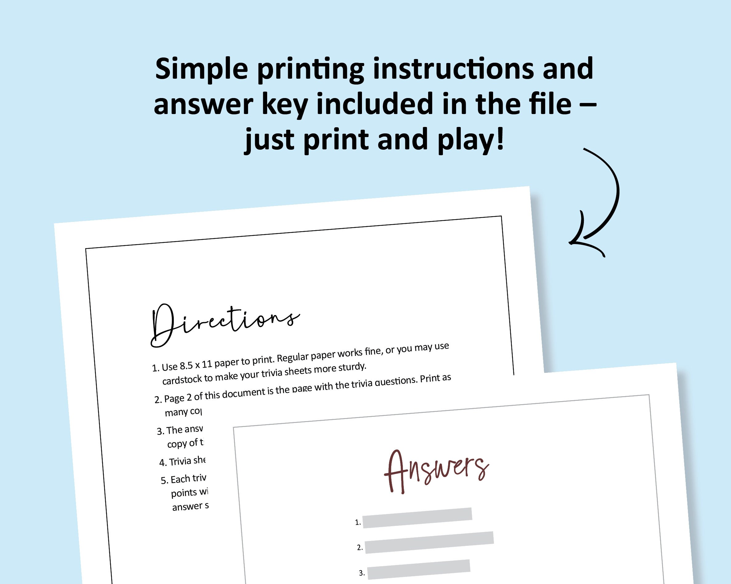 Coffee Trivia Game, Printable Games, Instant Download, Office Party