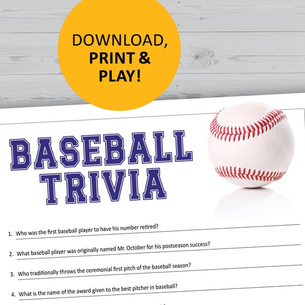 Baseball Trivia Game Etsy