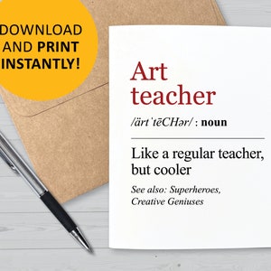 Cartão de professor de arte, cartões engraçados de alunos, crianças, apreciação de professores, volta às aulas