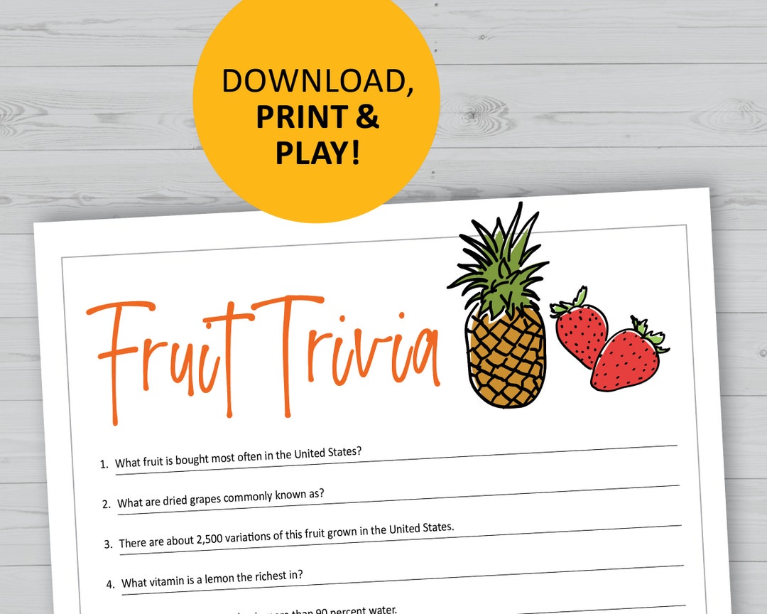 Fruit Trivia Game Printable, Instant Download, Food Party Games, Questions Quiz Etsy