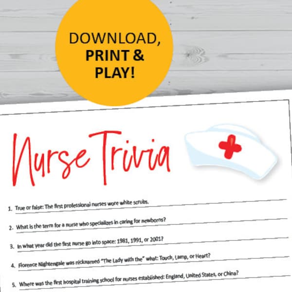 Nurse trivia game, National Nurses Week, printable, instant download, appreciation quiz