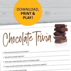 Chocolate Trivia Game, Candy Printable, Instant Download, Sweets Party ...