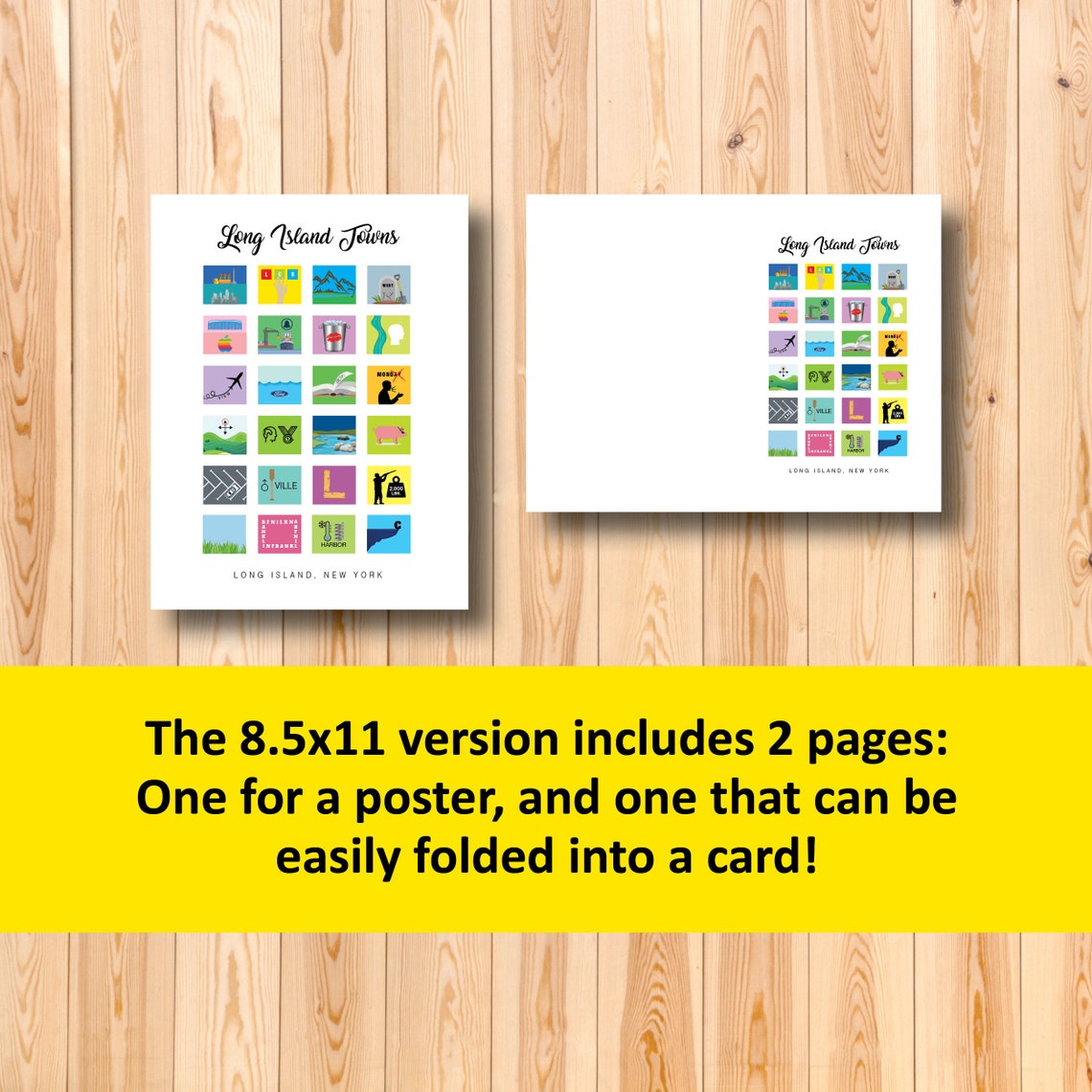 Long Island Town Names Rebus Puzzle Card Pictogram Puzzle Etsy Hong Kong