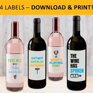 Survivor wine labels, tv show printable, digital download, Jeff Probst fan gifts