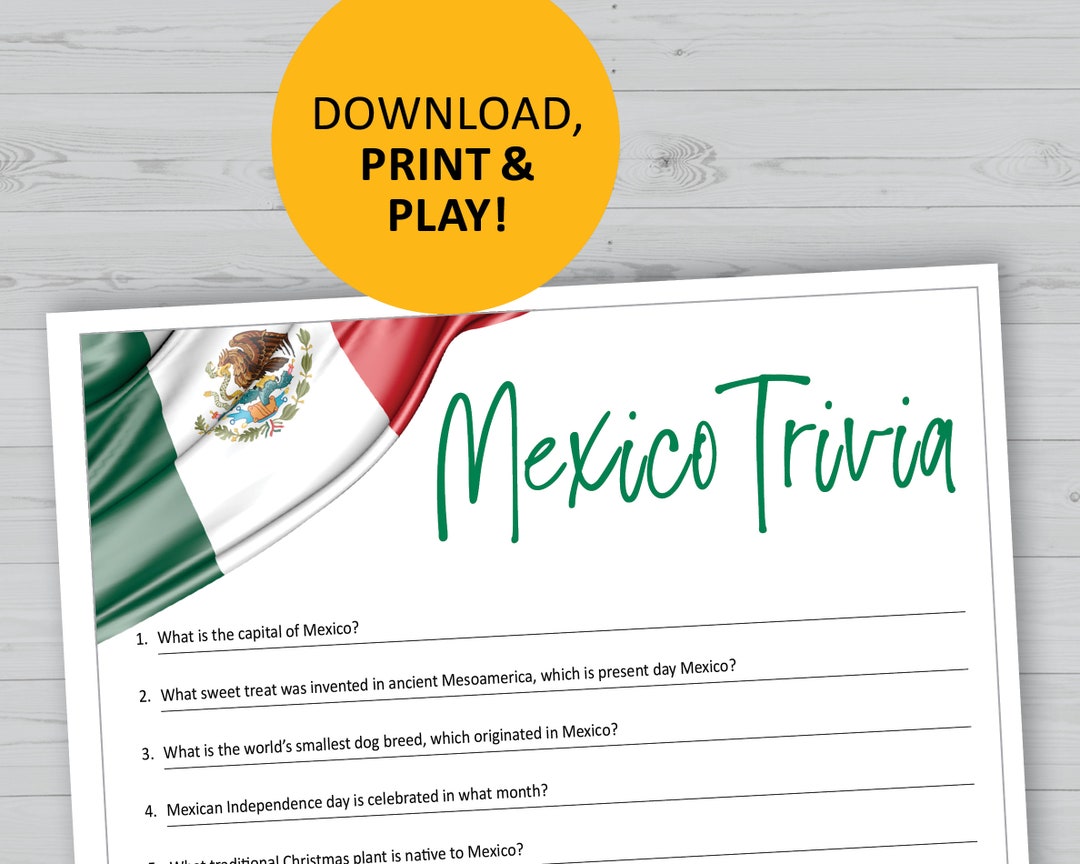 mexico-trivia-game-mexican-history-questions-printable-instant-download-dinner-party-pop-culture-etsy for Free Printable Mexican Independence Day Worksheets Mexico Trivia Game, Mexican History Questions Printable, Instant Download, Dinner Party, Pop Culture - Etsy for Free Printable Mexican Independence Day Worksheets