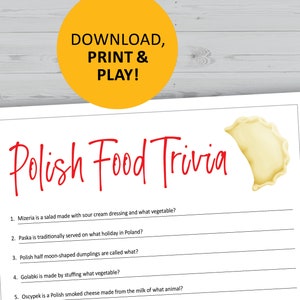 Gioco a quiz sul cibo polacco, cucina polacca stampabile, download istantaneo, domande sulla cena