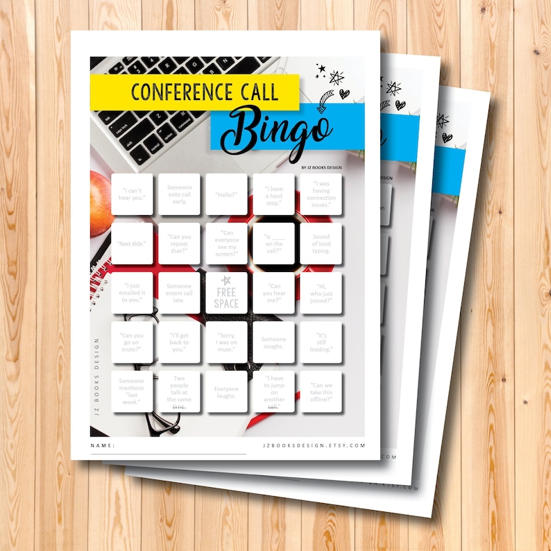 Conference call bingo boards printable bingo game work from Etsy