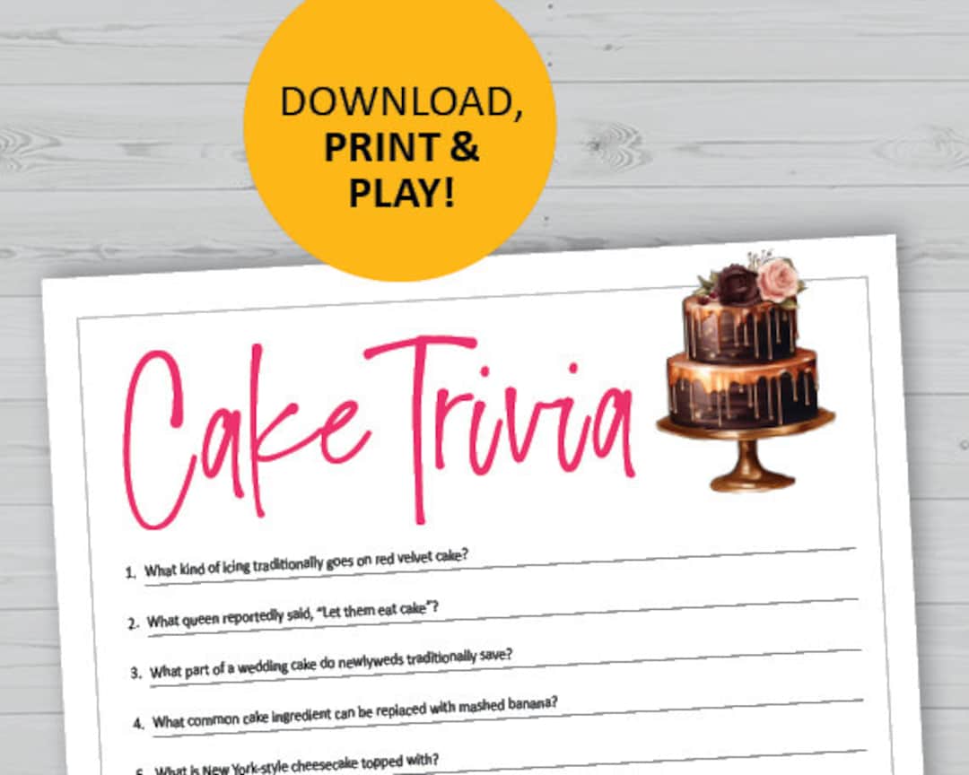 Cake Trivia Game, Dessert Printable, Instant Download, Dinner Party Questions Etsy