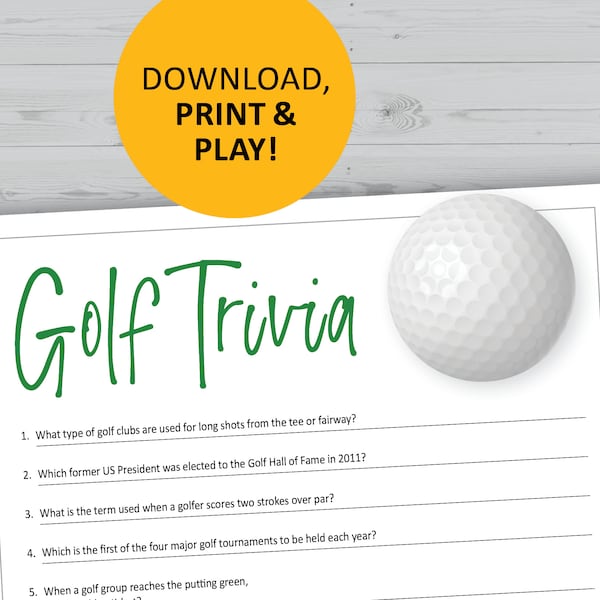 Golf trivia game, sports printable, instant download