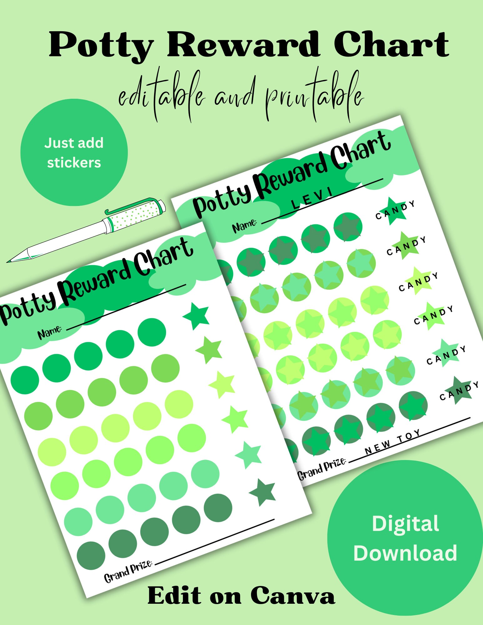 Printable Potty Reward Chart Kids Potty Reward Chart Potty Etsy