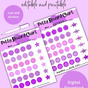 Printable Potty Reward Chart Kids Potty Reward Chart Potty - Etsy