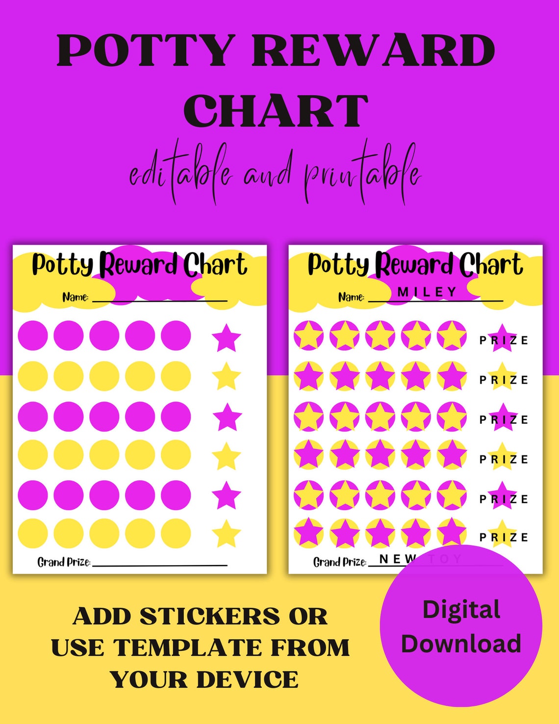 Reward Chart Potty Reward Chart Printable Reward Potty - Etsy