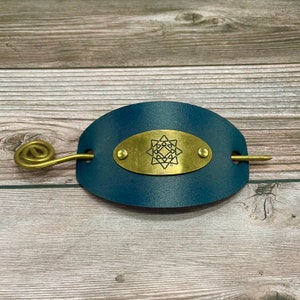 Eight Pointed Star Hair Pin | Hair Stick | Hair Fork | Brass and Leather | Accessory | Hair Slide | Hair Barrette | Hair Clip | Hair Bun